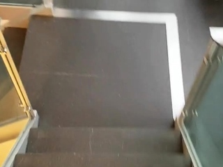 Public toilet fuck with German black-haired teen