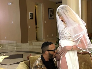 Tranny bride riding black cock