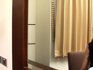 Elegant ladyboy with high heels plays with her monster cock