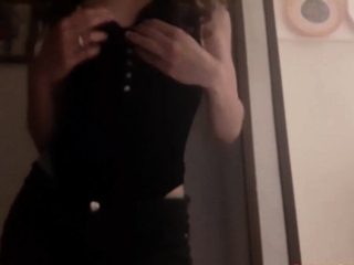 Sexy Italian girl massages her small breasts and pussy on we