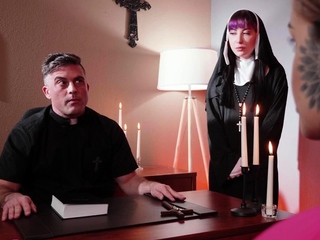 Anal nun in her sacred uniform fucked in office by priest