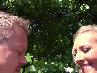 German MILF public fucked outdoor in POV