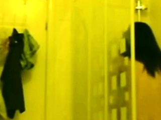 Spying on Asian Stepmom (small tits, hairy twat)