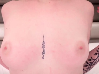 Strokies Marilyn Johnson shows off perfect tits for handjob