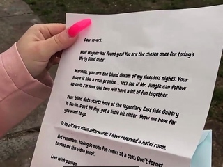Curvy German sucks outdoor in public