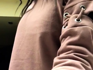 Skinny teen brunette masturbating with toy