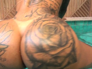 Hung inked tgirl with sweet booty teases