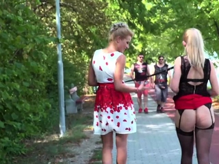 Busty blonde endure public humiliation