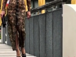 Blonde Amateur Takes Facial Outdoors In Public