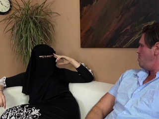 Jealous woman in niqab gets a hard cock