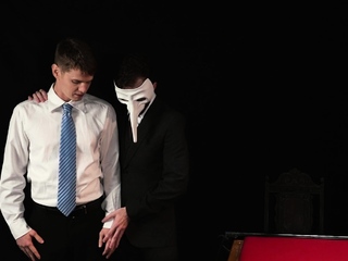 Sleazy ceremonial suited gay fucked hard