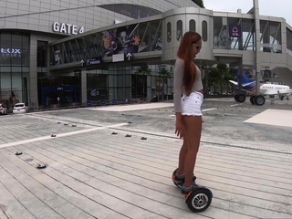 Hoverboard play with big ass Asian GF