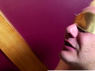 Brunette shemale domina in black pantyhose fucks her slave