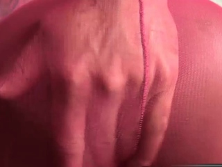 Latina tranny in red pantyhose gets fingered and fucked by