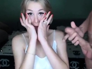 Blonde Russian Coed in Homemade DP Threesome on Webcam