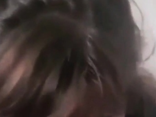 Skinny brunette girlfriend gives blowjob in POV