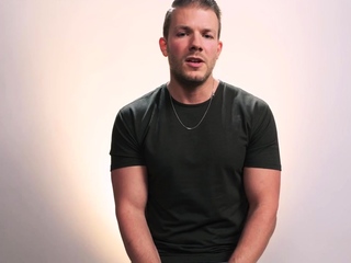 Athletic stud solo wanking his cock