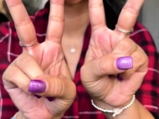 Brunette in pink lingerie teases and masturbates