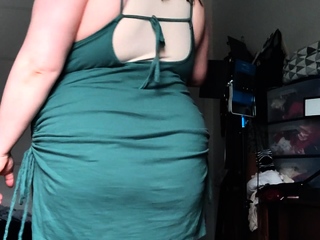 Busty curly brunette with big boobs fucks on couch