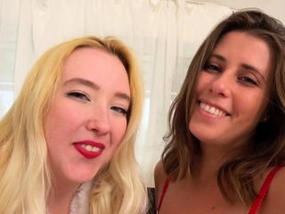 A super sexy brunette massages her big boobs