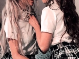 Blonde and brunette lesbians licking and sucking pussy