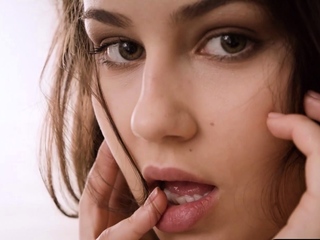 Petite Czech babe reveals her big boobs