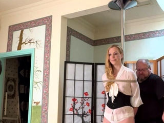 Amateur Blonde Chick Strips To Thong