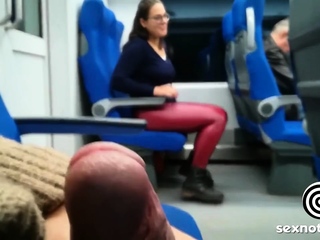 Public train blowjob by a kinky amateur milf