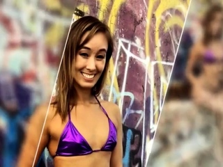 Brunette teen outdoor with cumshot