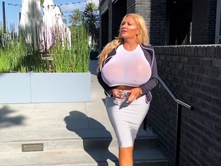 Big Boobed Blonde Masturbates With A Dildo In The Bathroom