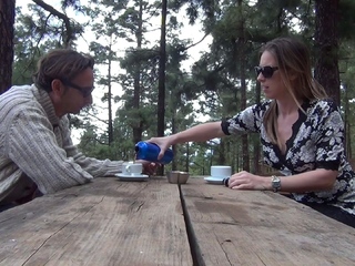 Hot brunette big boobs toying pink pussy