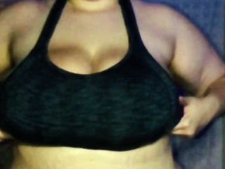 Hot brunette big boobs toying pink pussy