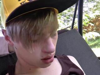 Wanking teen hairy cock of slim boy Jay Sheen in nature