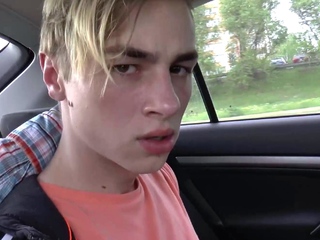 Twink boy Jay Sheen gets handjob by stranger in car