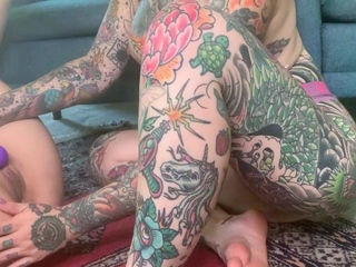 Horny black babe playing her pussy with finger and sex toys