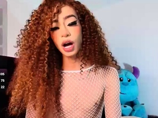 Shemale tranny enjoying solo masturbation