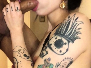 Brunette handjob amateur sensually jerks off her boyfriend
