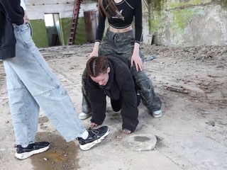 Hot brunette foot fetish play