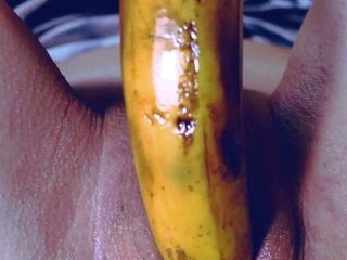 Asian Teen Masturbates with Banana on Webcam