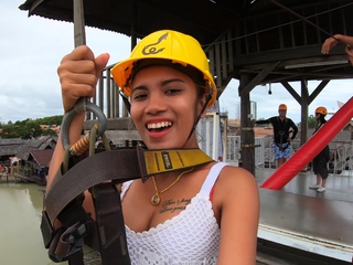 Zipline fun and hot sex at home after