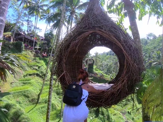 Big booty Thai girlfriend garden sex