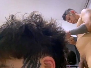 Small tit brunette banged on the floor