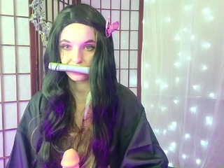 Horny big tit brunette enjoys toying her wet pussy solo