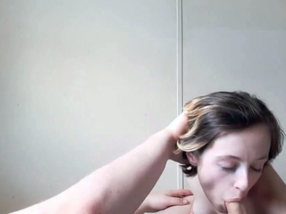 Beautiful Teen with Small Tits Sucks and Swallows