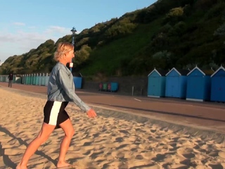 Perfect blond making solo masturbation