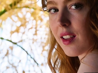 Slender hairy redhead MILF strips naked