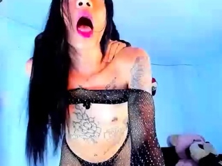 Shemale tranny enjoying solo masturbation
