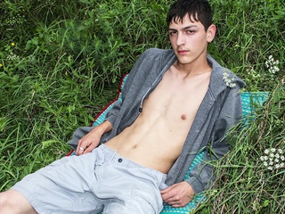 Czech skinny boy shows off his big dick