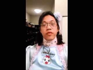 Asian Sissy’s Small Cock Caged