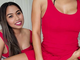 Thai lesbian toying her MILF GFs pussy